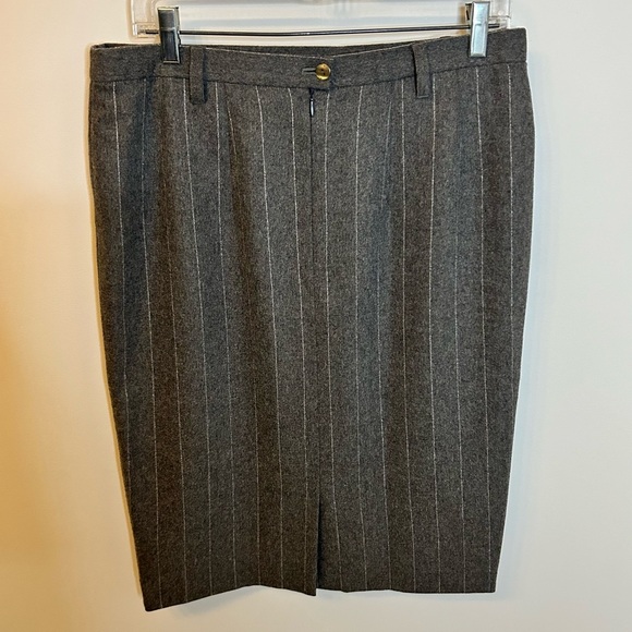 Hauber made in Germany | Woolmark Blend Gray Pinstripe Pencil Skirt Size 14 - Picture 4 of 12